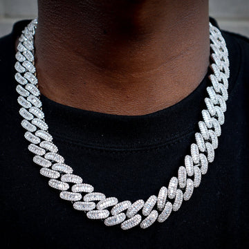 16mm Baguette & Round Cuban Chain In White Gold ZUU KING